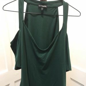Express Forest Green Cold Shoulder Top